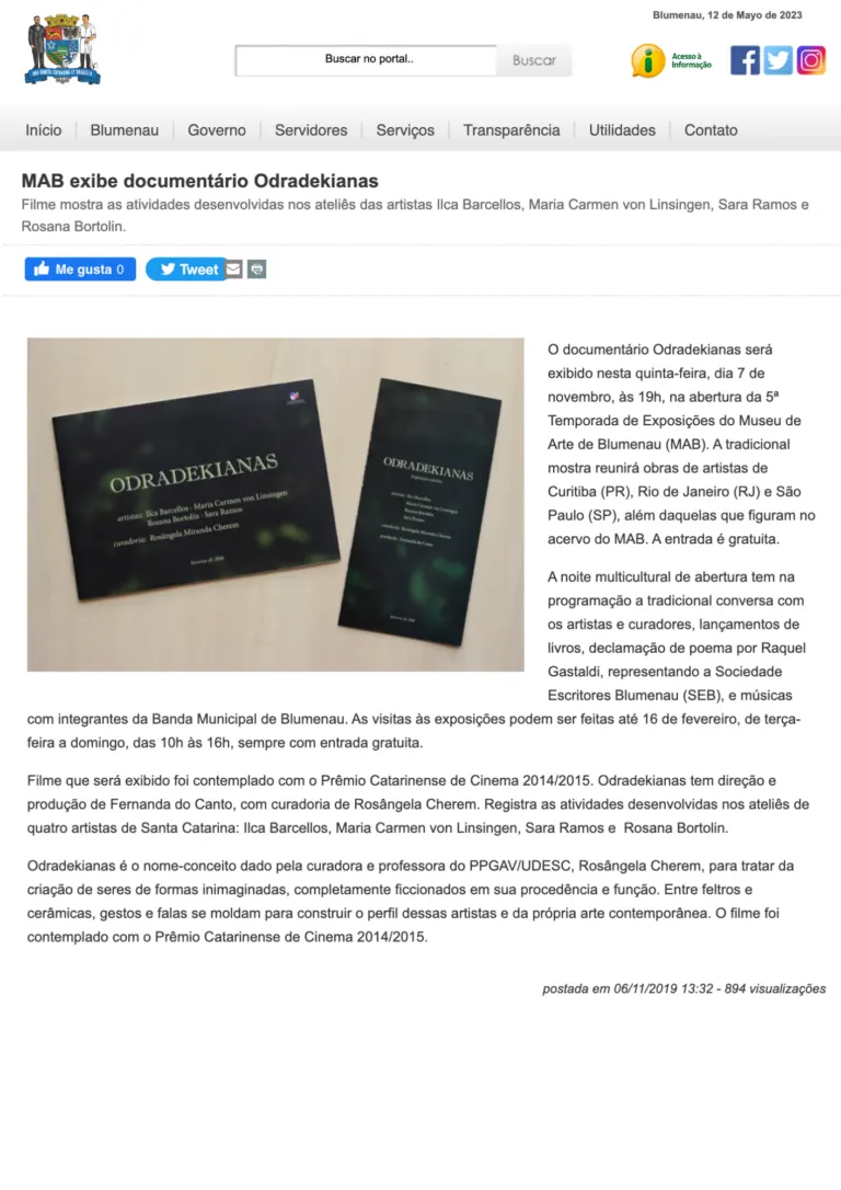 Divulgação da exibição de Odradekianas
