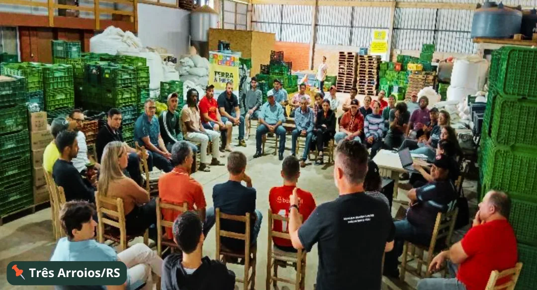 Encontro em roda num galpão em Três Arroios, Rio Grande do Sul